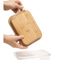 Pote de Vidro com Tampa de Bambu Retangular Raso Empilhável Oikos 1500ml