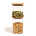 Pote de Vidro com Tampa de Bambu Quadrado Oikos 1100ml
