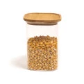 Pote de Vidro com Tampa de Bambu Quadrado Oikos 1100ml