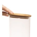 Pote de Vidro com Tampa de Bambu Quadrado Oikos 1100ml